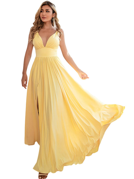 Ruched Surplice Empire Dipped Sleeveless-Prom Dress-GD101539