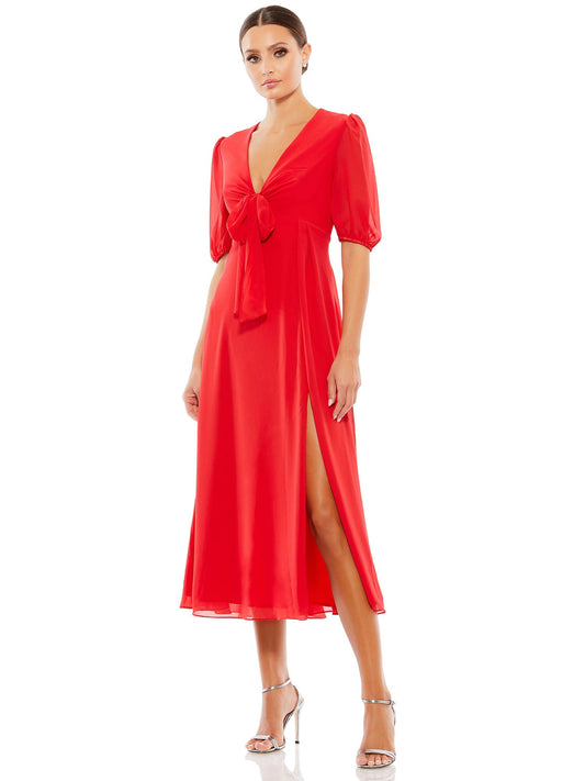 Chiffon A-Line V-Neck Half Sleeves-Dress-GD101827